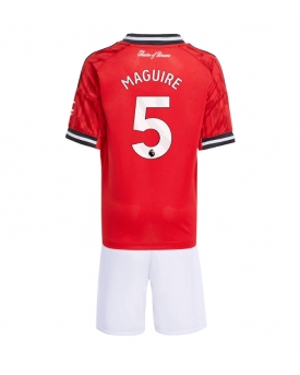Billige Fotballdrakt Manchester United Harry Maguire #5 Replika Hjemmedraktsett Barn 2025-26 Kortermet (med bukser)